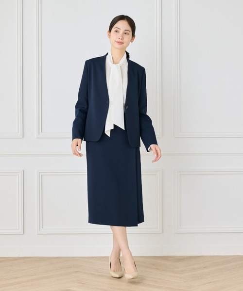 INED(イネド)の「【マルチWAYセットアップ】ダブルストレッチ ノーカラージャケット(スーツジャケット・レディース・ネイビー/サンドグレー・11号/9号/7号)」の5枚目の写真