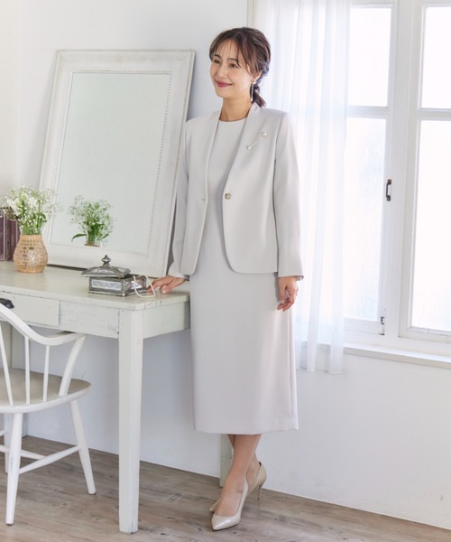 INED(イネド)の「【マルチWAYセットアップ】ダブルストレッチ ノーカラージャケット(スーツジャケット・レディース・ネイビー/サンドグレー・11号/9号/7号)」の10枚目の写真
