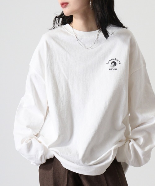 Sunny Smith(サニースミス)の「Sunnysmith Smith Signature ワンポイント刺繍ロングスリーブTシャツ(Tシャツ/カットソー・メンズ・ホワイト系/ホワイト/スミクロ・M/L)」の14枚目の写真