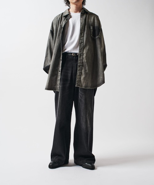 Lui's（ルイス）の「FADEオーバーデニムシャツ（シャツ/ブラウス・メンズ・ライトグレー/ブラック・FREE）」の15枚目の写真