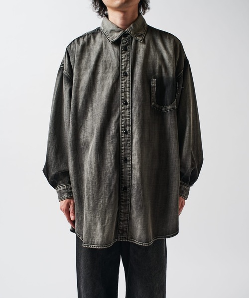 Lui's（ルイス）の「FADEオーバーデニムシャツ（シャツ/ブラウス・メンズ・ライトグレー/ブラック・FREE）」の19枚目の写真