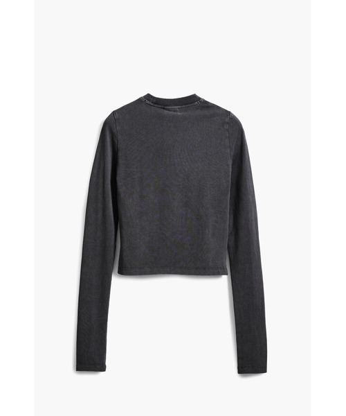 Desigual（デシグアル）の「ボーダー柄×ロゴ刺繍 長袖クロップドTシャツ（Tシャツ/カットソー・レディース・ブラック/ブルー・XL/L/M/S/XS）」の7枚目の写真