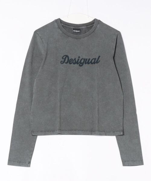 Desigual（デシグアル）の「ボーダー柄×ロゴ刺繍 長袖クロップドTシャツ（Tシャツ/カットソー・レディース・ブラック/ブルー・XL/L/M/S/XS）」の9枚目の写真