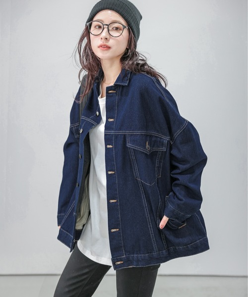 La-gemme(ラジェム)の「【ユニセックス】 ビッグシルエット デニムジャケット(デニムジャケット・レディース・ブルー/インディゴブルー・S-M/L-XL)」の1枚目の写真