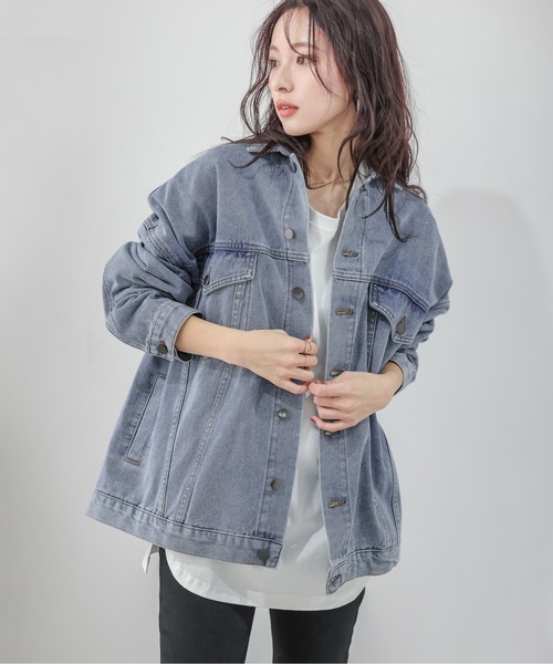 La-gemme(ラジェム)の「【ユニセックス】 ビッグシルエット デニムジャケット(デニムジャケット・レディース・ブルー/インディゴブルー・S-M/L-XL)」の2枚目の写真