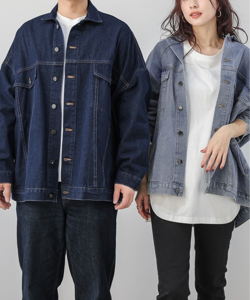 La-gemme(ラジェム)の「【ユニセックス】 ビッグシルエット デニムジャケット(デニムジャケット・レディース・ブルー/インディゴブルー・S-M/L-XL)」の21枚目の写真