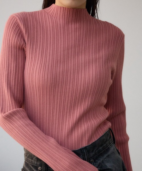AZUL by moussy(アズールバイマウジー)の「ランダムリブハイネックニットトップス(ニット/セーター・レディース・アイボリー/ブラック/ライム/ピンク/ライトグレー・SMALL/MEDIUM)」の5枚目の写真