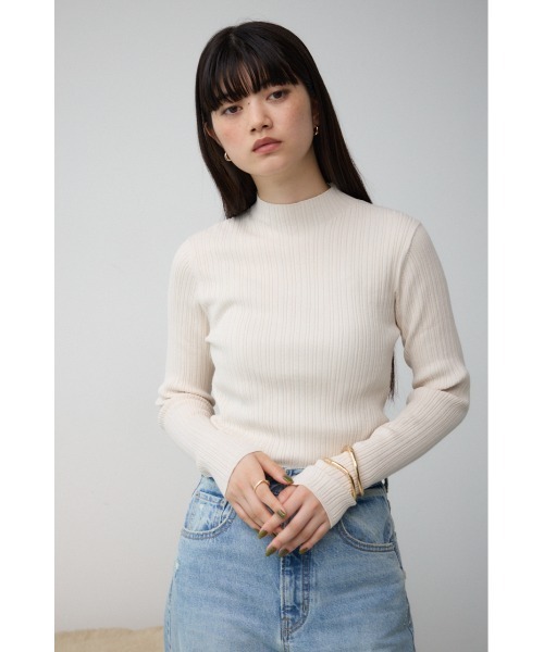 AZUL by moussy(アズールバイマウジー)の「ランダムリブハイネックニットトップス(ニット/セーター・レディース・アイボリー/ブラック/ライム/ピンク/ライトグレー・SMALL/MEDIUM)」の7枚目の写真