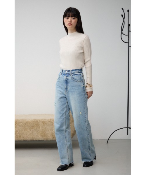 AZUL by moussy(アズールバイマウジー)の「ランダムリブハイネックニットトップス(ニット/セーター・レディース・アイボリー/ブラック/ライム/ピンク/ライトグレー・SMALL/MEDIUM)」の8枚目の写真