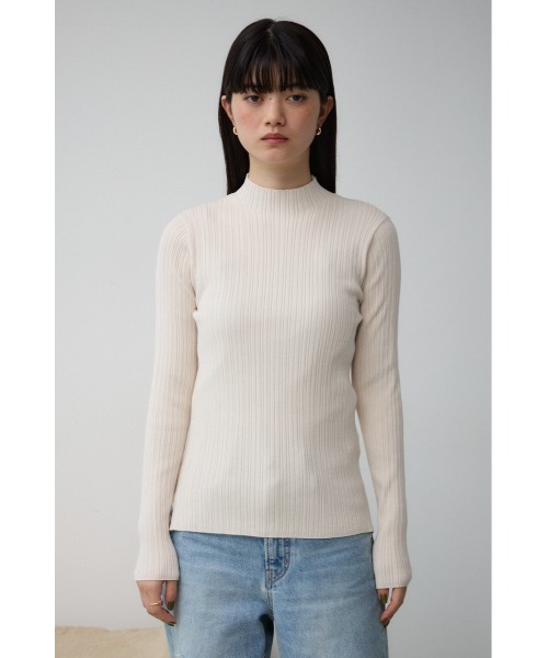 AZUL by moussy(アズールバイマウジー)の「ランダムリブハイネックニットトップス(ニット/セーター・レディース・アイボリー/ブラック/ライム/ピンク/ライトグレー・SMALL/MEDIUM)」の9枚目の写真