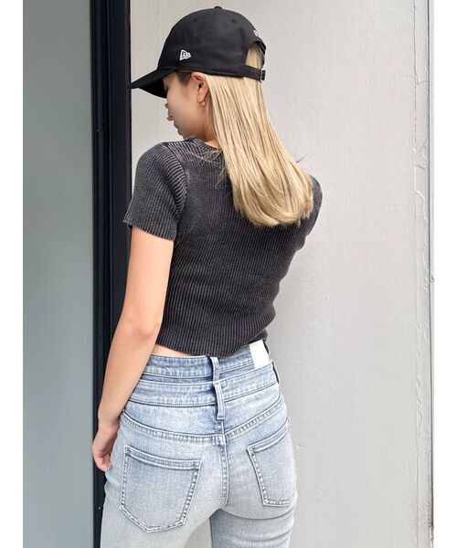 GYDA(ジェイダ)の「ハーフスリーブブリーチWファスナーリブニットトップス(ニット/セーター・レディース・ミント/ライトイエロー/ブラック・FREE)」の14枚目の写真