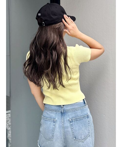 GYDA(ジェイダ)の「ハーフスリーブブリーチWファスナーリブニットトップス(ニット/セーター・レディース・ミント/ライトイエロー/ブラック・FREE)」の20枚目の写真