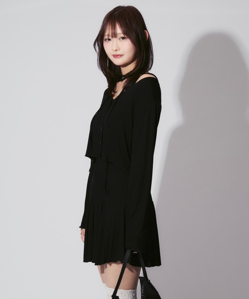 ALLuRing ChaRm(アリュリングチャーム)の「Cardigan & Flare Cami Dress Set / カーディガン&フレアキャミワンピ 首紐付 3点セット オケージョン(ワンピース・レディース・ブラック/グレー・FREE)」の19枚目の写真
