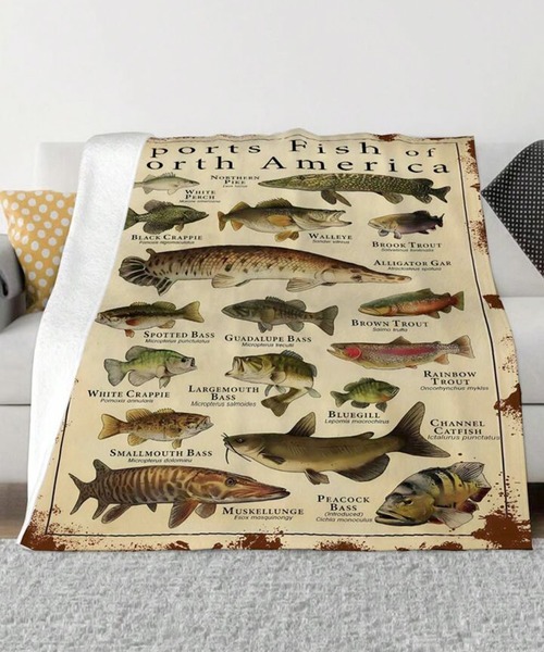 3-1A7 ブランケット 魚柄 110cm×150cm ベージュ（ブランケット）｜CALIFORNIA OUTFITTERS（カリフォルニア アウトフィッターズ）