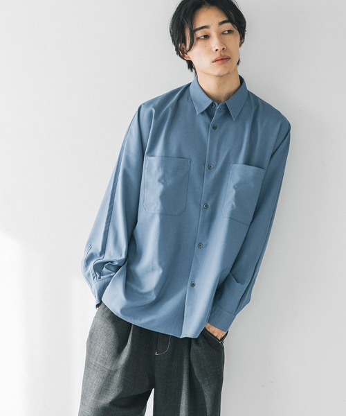 まりっちページ アーティストストライプ エンブロイダリー シャツ（ネイビー