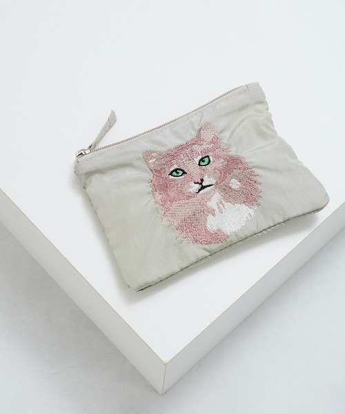 キャット刺繍ポーチ（ポーチ）｜LE CERCLE par rope'（ルセルクルパー