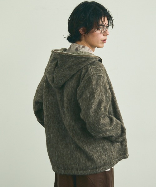 セール】Mohair like double full zip hoodie / モヘアライクダブル
