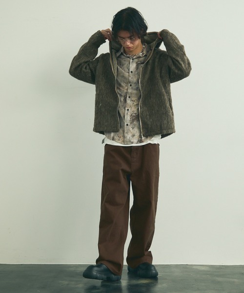 セール】Mohair like double full zip hoodie / モヘアライクダブル