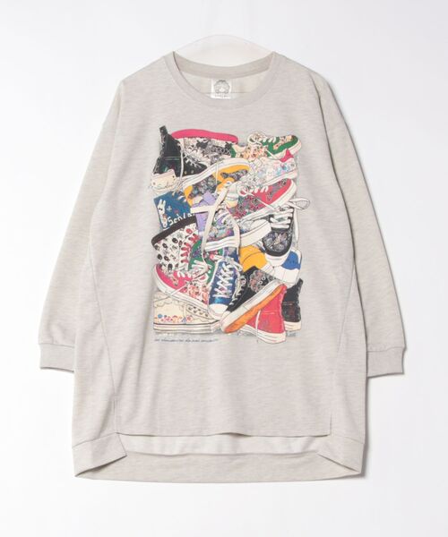 ScoLar（スカラー）の「151626：いろんなシューズ柄チュニック（Tシャツ/カットソー・レディース・オートミール/ブラック・M）」の19枚目の写真