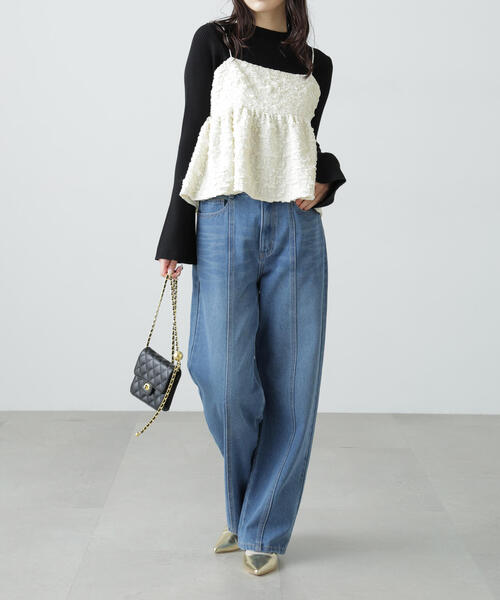 FREE'S MART(フリーズマート)の「◆ぽこぽこジャガードキャミソールビスチェ(キャミソール・レディース・イエロー/ホワイト/ブラック・FREE)」の8枚目の写真