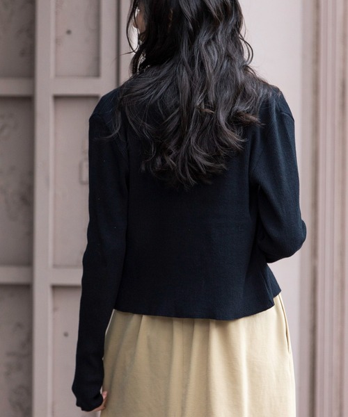 Munich（ミューニック）の「リブニットポロカーディガン（カーディガン/ボレロ・レディース・カーキ/ピンク/オフホワイト/ブラック・FREE）」の18枚目の写真