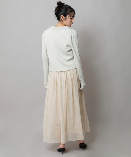 Munich（ミューニック）の「リブニットポロカーディガン（カーディガン/ボレロ・レディース・カーキ/ピンク/オフホワイト/ブラック・FREE）」の14枚目の写真