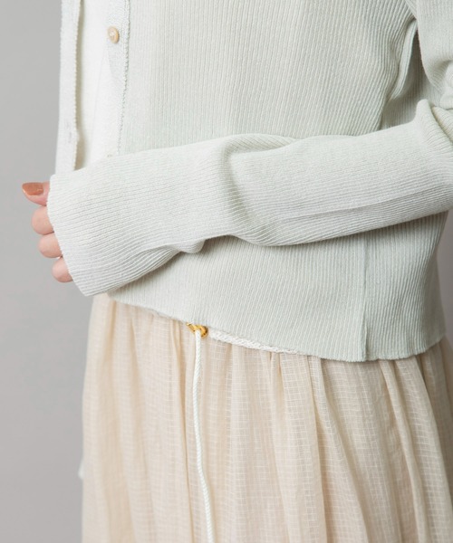 Munich（ミューニック）の「リブニットポロカーディガン（カーディガン/ボレロ・レディース・カーキ/ピンク/オフホワイト/ブラック・FREE）」の11枚目の写真