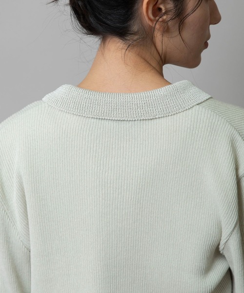 Munich（ミューニック）の「リブニットポロカーディガン（カーディガン/ボレロ・レディース・カーキ/ピンク/オフホワイト/ブラック・FREE）」の12枚目の写真