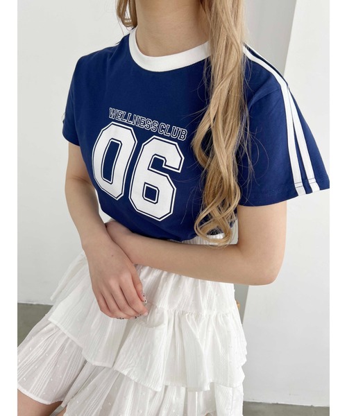 PHILLY(フィリー)の「【プチプラ\2199★】2ラインナンバリングTシャツ(Tシャツ/カットソー・レディース・ブラック/ホワイト/ネイビー・FREE)」の3枚目の写真