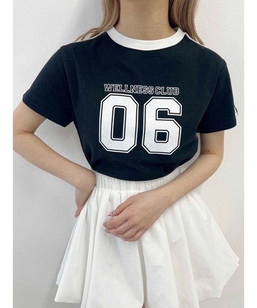 PHILLY(フィリー)の「【プチプラ\2199★】2ラインナンバリングTシャツ(Tシャツ/カットソー・レディース・ブラック/ホワイト/ネイビー・FREE)」の8枚目の写真