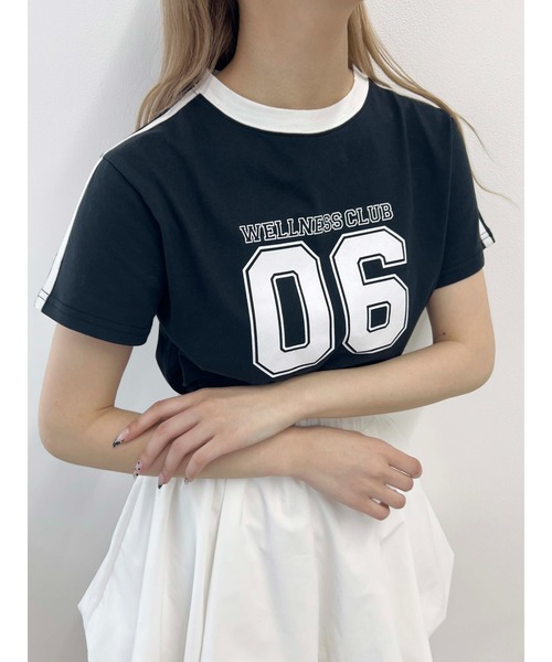 PHILLY(フィリー)の「【プチプラ\2199★】2ラインナンバリングTシャツ(Tシャツ/カットソー・レディース・ブラック/ホワイト/ネイビー・FREE)」の10枚目の写真