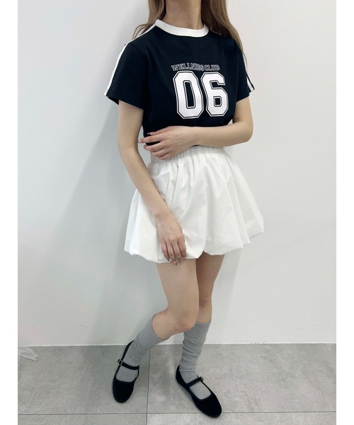 PHILLY(フィリー)の「【プチプラ\2199★】2ラインナンバリングTシャツ(Tシャツ/カットソー・レディース・ブラック/ホワイト/ネイビー・FREE)」の12枚目の写真