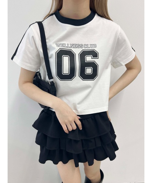 PHILLY(フィリー)の「【プチプラ\2199★】2ラインナンバリングTシャツ(Tシャツ/カットソー・レディース・ブラック/ホワイト/ネイビー・FREE)」の4枚目の写真