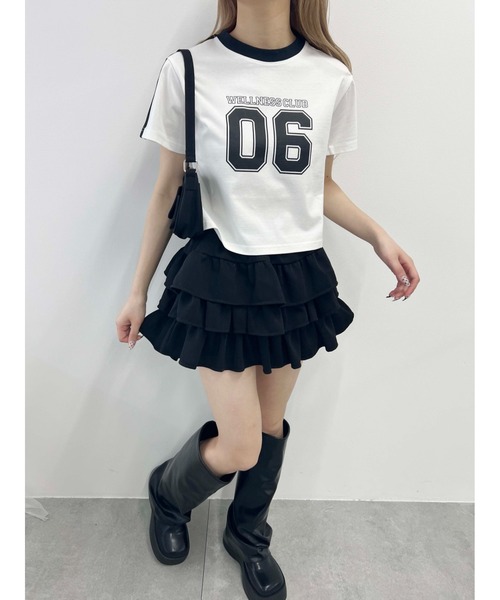 PHILLY(フィリー)の「【プチプラ\2199★】2ラインナンバリングTシャツ(Tシャツ/カットソー・レディース・ブラック/ホワイト/ネイビー・FREE)」の6枚目の写真