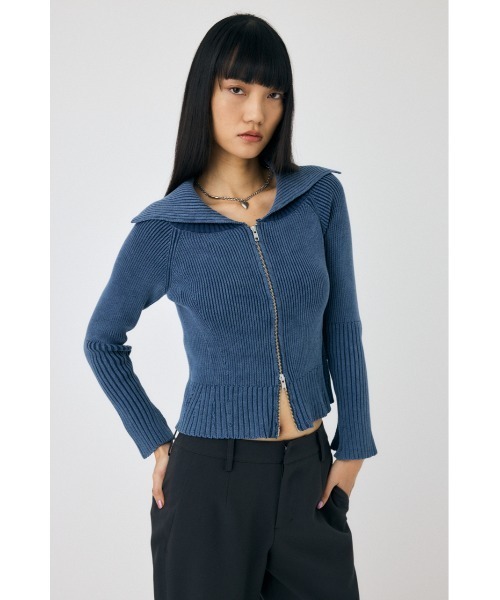 MOUSSY（マウジー）の「BIG COLLAR ZIP UP ニット トップス（ニット