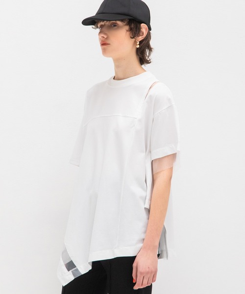 AULA AILA（アウラアイラ）の「シアーアシンメトリーTシャツ（Tシャツ/カットソー・レディース・ブラック/ブルー/オフホワイト・0）」の16枚目の写真