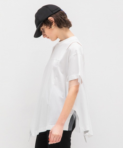 AULA AILA（アウラアイラ）の「シアーアシンメトリーTシャツ（Tシャツ/カットソー・レディース・ブラック/ブルー/オフホワイト・0）」の17枚目の写真