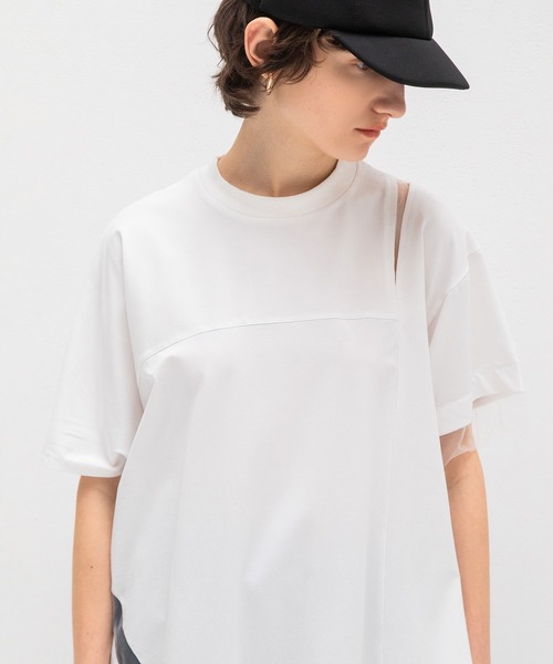 AULA AILA（アウラアイラ）の「シアーアシンメトリーTシャツ（Tシャツ/カットソー・レディース・ブラック/ブルー/オフホワイト・0）」の20枚目の写真