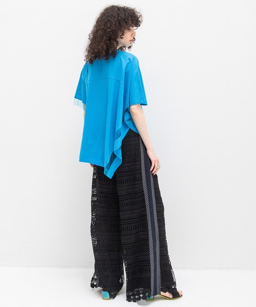 AULA AILA（アウラアイラ）の「シアーアシンメトリーTシャツ（Tシャツ/カットソー・レディース・ブラック/ブルー/オフホワイト・0）」の5枚目の写真