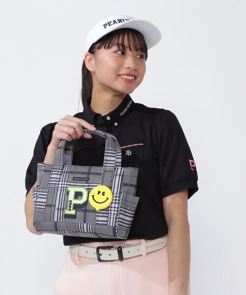 PEARLY GATES】PG SMILEチャーム付き チェック柄カートバッグ (UNISEX)