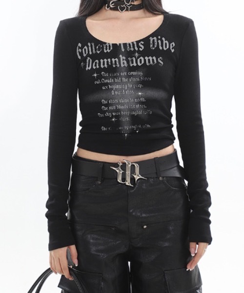 lilful(リルフル)の「ロゴプリントコンパクトロンT(Tシャツ/カットソー・レディース・ブラック/ブラウン・M/L)」の6枚目の写真