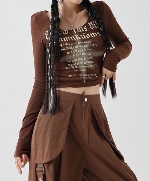 lilful(リルフル)の「ロゴプリントコンパクトロンT(Tシャツ/カットソー・レディース・ブラック/ブラウン・M/L)」の13枚目の写真