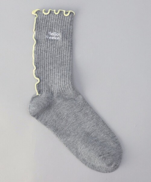 coen（コーエン）の「配色メロー ロゴ刺繍 リブソックス（ソックス/靴下・レディース・その他1/ブラック/ナチュラル/オフホワイト/ライトピンク/コバルトブルー/グレー系・FREE）」の3枚目の写真