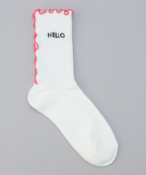coen（コーエン）の「配色メロー ロゴ刺繍 リブソックス（ソックス/靴下・レディース・その他1/ブラック/ナチュラル/オフホワイト/ライトピンク/コバルトブルー/グレー系・FREE）」の7枚目の写真