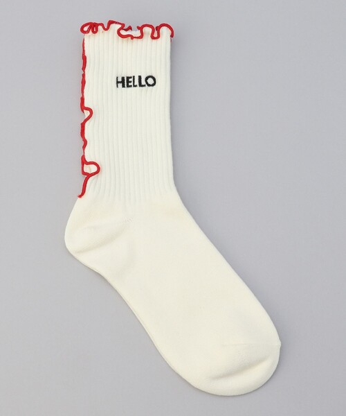 coen（コーエン）の「配色メロー ロゴ刺繍 リブソックス（ソックス/靴下・レディース・その他1/ブラック/ナチュラル/オフホワイト/ライトピンク/コバルトブルー/グレー系・FREE）」の4枚目の写真