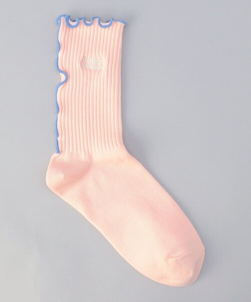 coen（コーエン）の「配色メロー ロゴ刺繍 リブソックス（ソックス/靴下・レディース・その他1/ブラック/ナチュラル/オフホワイト/ライトピンク/コバルトブルー/グレー系・FREE）」の6枚目の写真