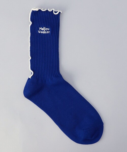 coen（コーエン）の「配色メロー ロゴ刺繍 リブソックス（ソックス/靴下・レディース・その他1/ブラック/ナチュラル/オフホワイト/ライトピンク/コバルトブルー/グレー系・FREE）」の5枚目の写真