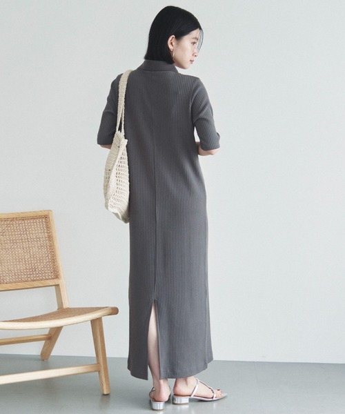 Doux archives（ドゥアルシーヴ）の「衿付カットリブワンピース（ワンピース・レディース・チャコールグレー/ブラック/グリーン系その他・FREE）」の13枚目の写真
