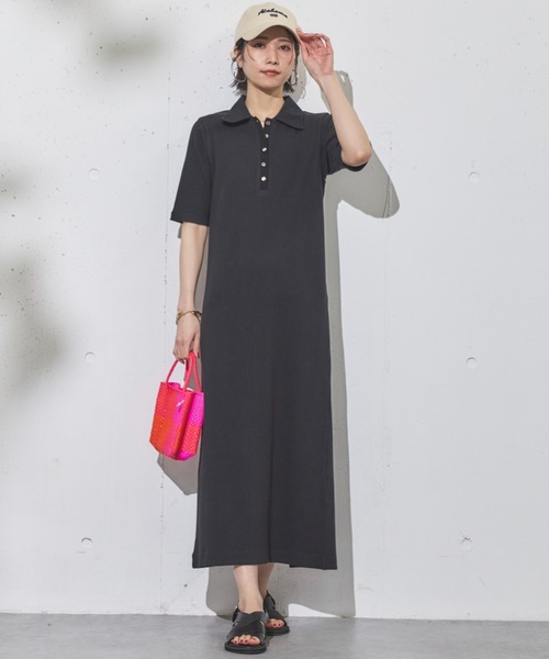 Doux archives（ドゥアルシーヴ）の「衿付カットリブワンピース（ワンピース・レディース・チャコールグレー/ブラック/グリーン系その他・FREE）」の19枚目の写真