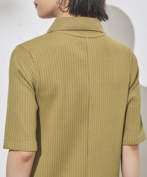 Doux archives（ドゥアルシーヴ）の「衿付カットリブワンピース（ワンピース・レディース・チャコールグレー/ブラック/グリーン系その他・FREE）」の4枚目の写真